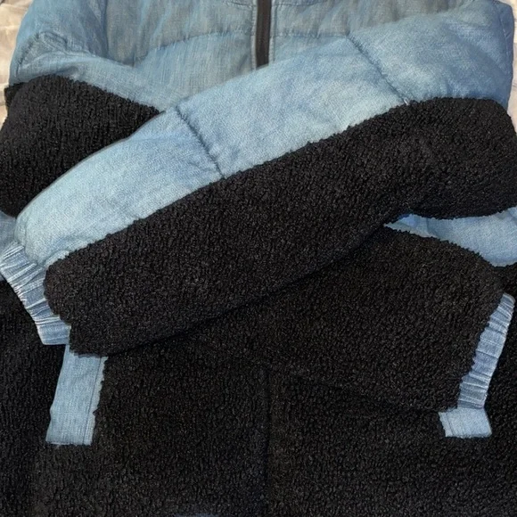 New Tommy Hilfiger Tommy Jeans Denim Sherpa Puffer Jacket - Picture 9 of 12